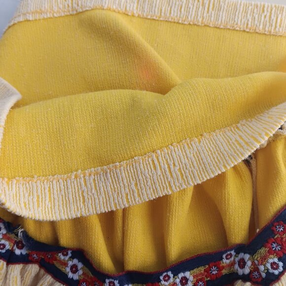 1OF1 Small Vintage Top 70's Crinkle Blouse Floral Embroidered Neckline Peasant - Picture 7 of 7